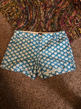 J. Crew Blue and White Printed Women's Shorts